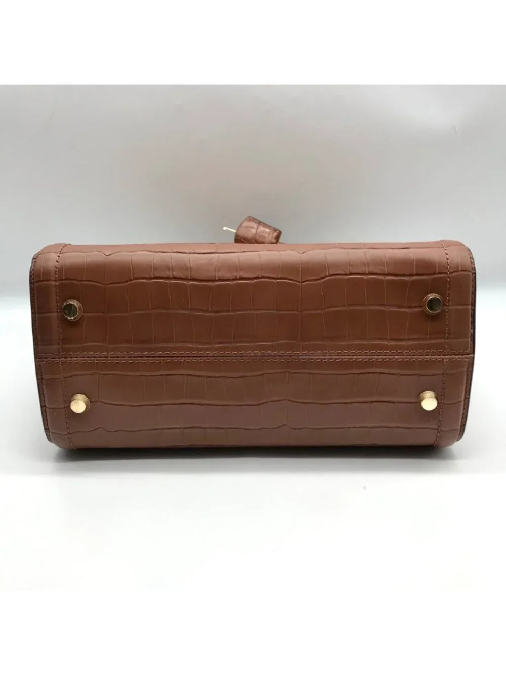 Michael Kors Chestnut Croc Embossed Leather Zoe Convertible Satchel